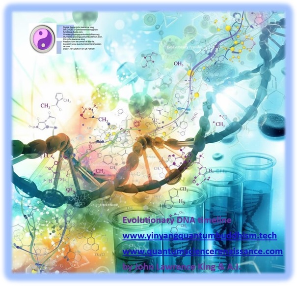 Evolutionary DNA timeline www.yinyangquantumbuddhism.tech www.quantumsciencerenaissance.com by John Lawrence King & A.I. Evolutionary DNA timeline www.yinyangquantumbuddhism.tech www.quantumsciencerenaissance.com by John Lawrence King & A.I.